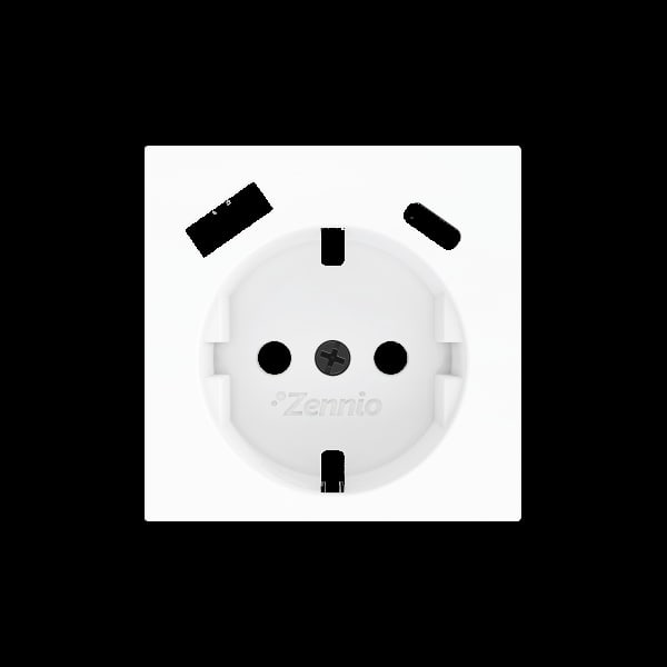 ZENNIO - ZS55. Schuko-Steckdosenabdeckung mit USB C und A 55x55mm-Weiß matt
