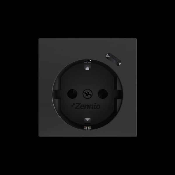 ZENNIO - ZS55. Schuko-Steckdosenabdeckung mit USB C 55x55mm-Schwarz