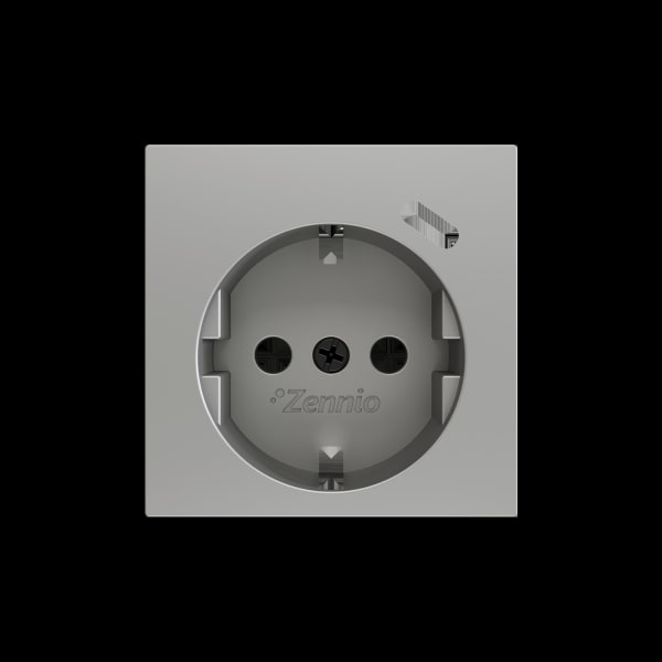 ZENNIO - ZS55. Schuko-Steckdosenabdeckung mit USB C 55x55mm-Silber
