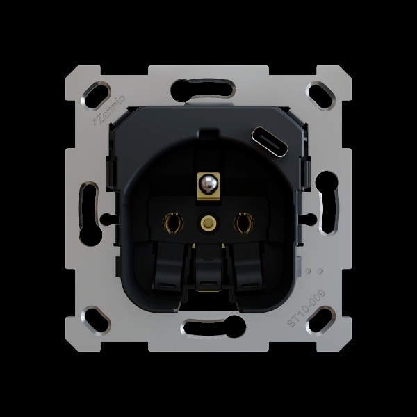ZENNIO - ZS55/ZS70. Französischer Steckdoseneinsatz 16A /250 V ~ mit USB C