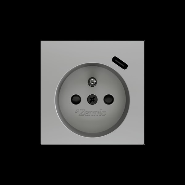 ZENNIO - ZS55. Französischer Steckdosenabdeckung mit USB C 55x55mm-Silber