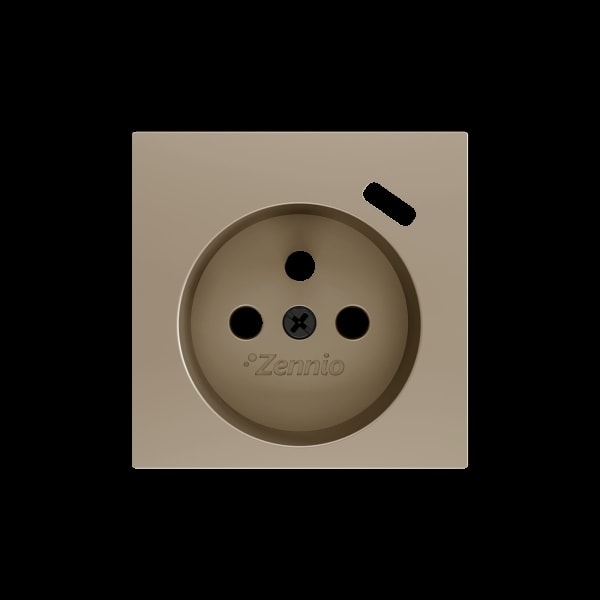 ZENNIO - ZS55. Französischer Steckdosenabdeckung mit USB C 55x55mm-Champagne