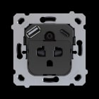 ZENNIO - ZS55/ZS70. Euro-Amerikanischer Steckdoseneinsatz mit USB C und A