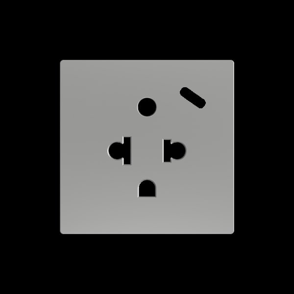 ZENNIO - ZS55. Euro-Amerikanischer Steckdosenabdeckung mit USB C 55x55mm-Silber