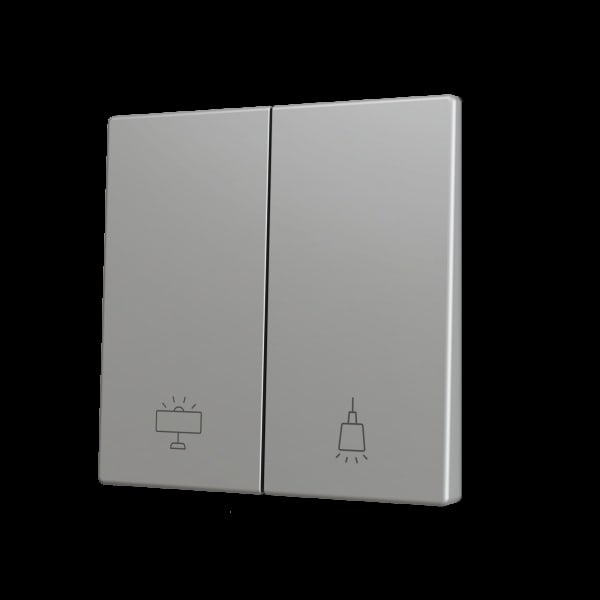 ZENNIO - ZS70. Tasterabdeckung f. Soft KNX Doppeltaster 70x70mm. Silber