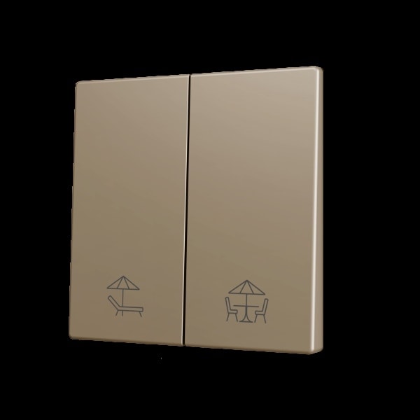 ZENNIO - ZS70. Tasterabdeckung f. Soft KNX Doppeltaster 70x70mm. Champagne
