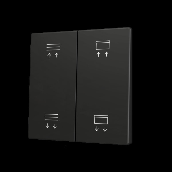 ZENNIO - ZS70. Tasterabdeckung f. Soft KNX Doppeltaster 70x70mm. Schwarz