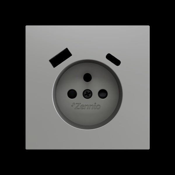 ZENNIO - ZS70. Französische Steckdosenabdeckung mit USB C und A 70x70mm-Silber