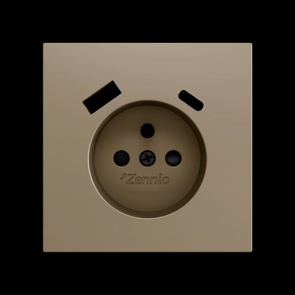 ZENNIO - ZS70. Französische Steckdosenabdeckung mit USB C und A 70x70mm-Champagne