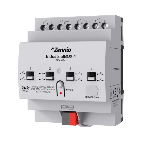 ZENNIO - IndustrialBOX 4. Industrieaktor mit 4 Ausgängen (20 A-200 µF)