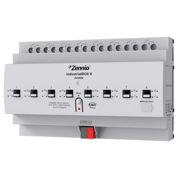 ZENNIO - IndustrialBOX 8. Industrieaktor mit 8 Ausgängen (20 A-200 µF)