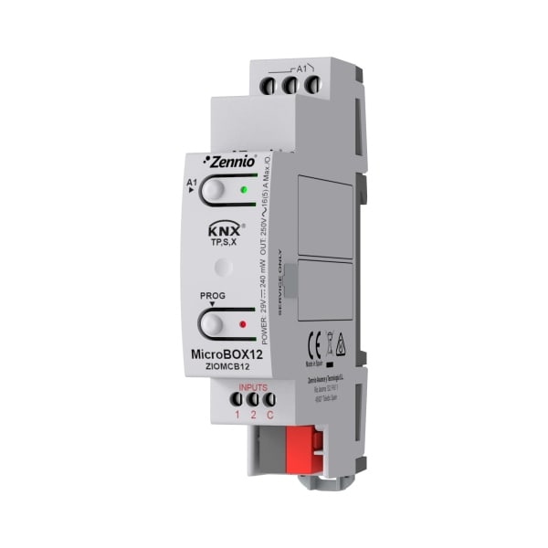ZENNIO - MicroBOX 12. KNX Aktor mit KNX Secure-1 Ausgang 16 A-2 A/D Eingänge