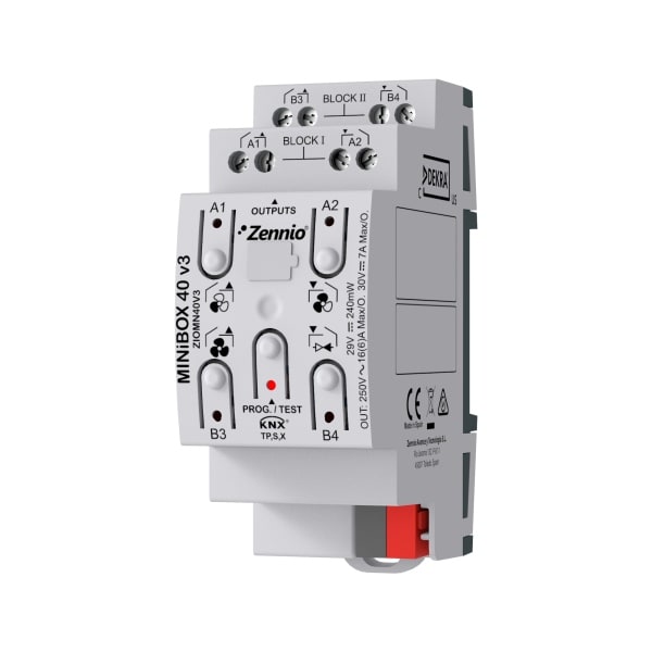 ZENNIO - MINiBOX 40 v3. KNX Multifunktionsaktor mit KNX Secure-4 Ausgänge 16 A