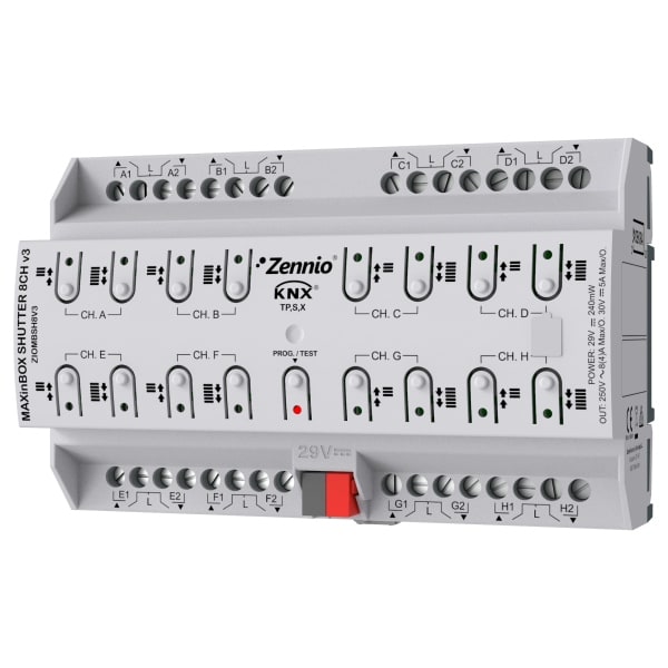 ZENNIO - MAXinBOX SHUTTER 8CH v3. Jalousieaktor mit 8 Kanälen mit KNX Secure