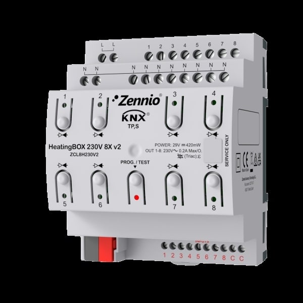 ZENNIO - HeatingBOX 230V 8X v2. Heizungsaktor
