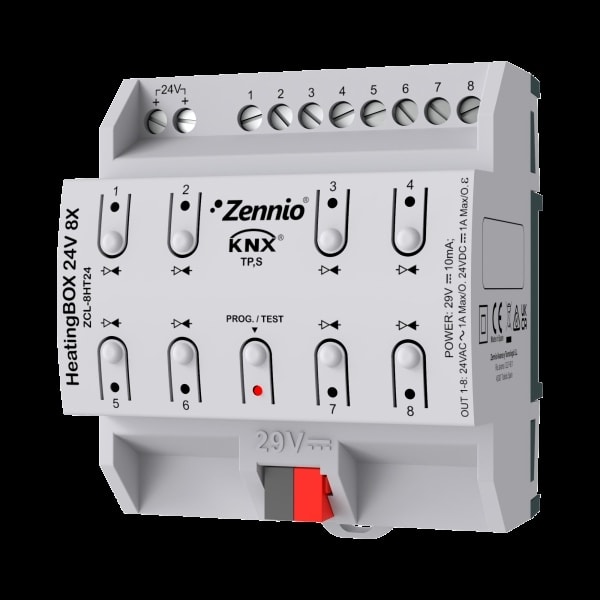 ZENNIO - HeatingBOX 24V 8X. Heizungsaktor 8 Ausgänge 24 VAC/VDC