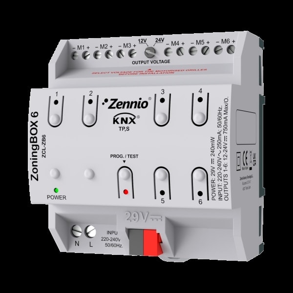 ZENNIO - ZoningBOX 6. Klima-Aktor für Zonensteuerung von bis zu 6 Zonen.