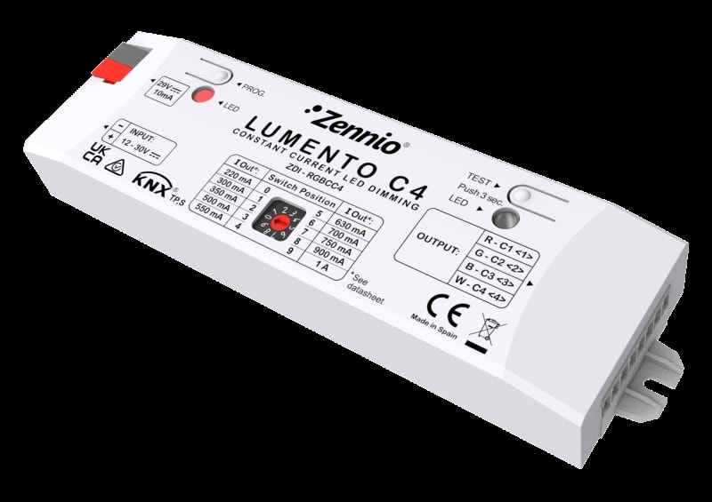 ZENNIO - Lumento C4. 4-Kanal Konstant-Strom PWM Dimmer f. Geichspannungs LED-Leuchtmittel