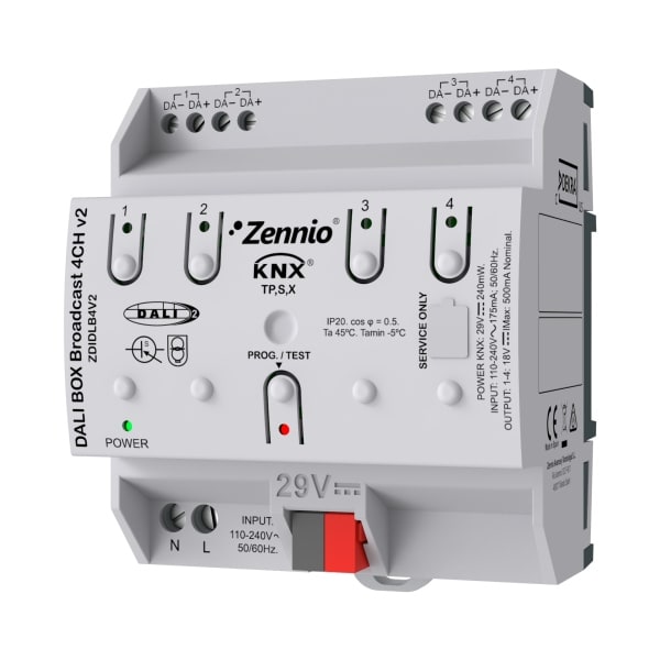 ZENNIO - DALI BOX Broadcast 4CH v2: KNX-DALI Broadcast Interface