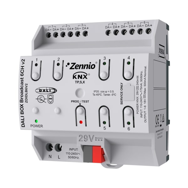 ZENNIO - DALI BOX Broadcast 6CH v2: KNX-DALI Broadcast Interface