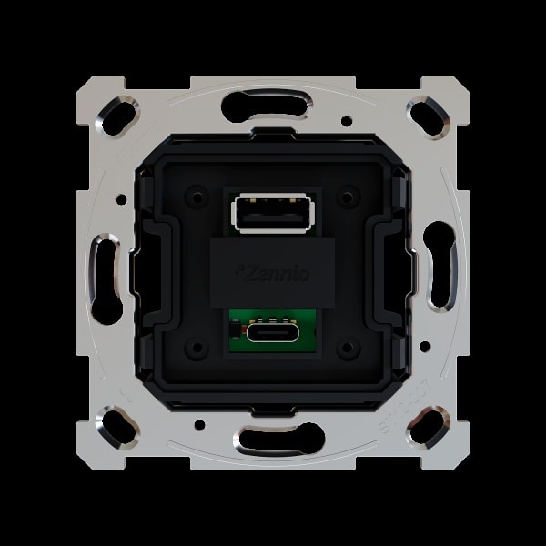ZENNIO - ZS55/ZS70. Zweifach-USB-Ladegeräteeinsatz (C+A) - 5 V / 3,5 A (ohne Abdeckung)