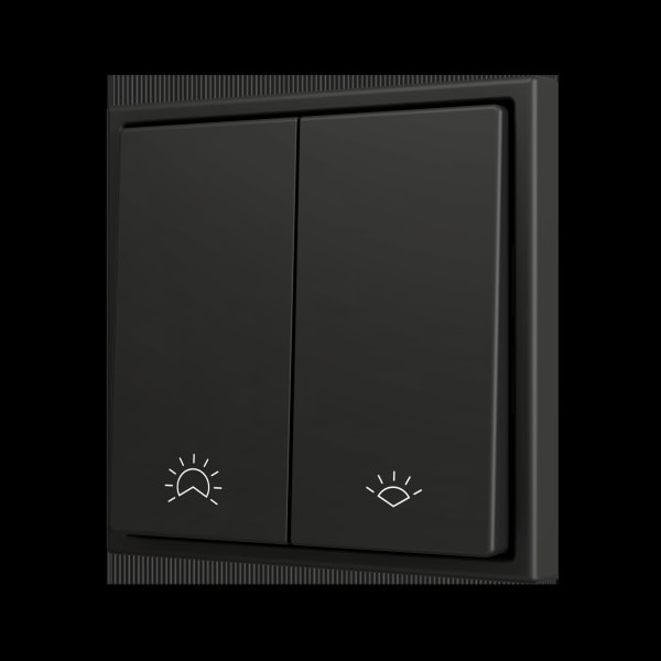 ZENNIO - ZS70. Soft Doppeltaster für 2 Binäreingänge 70x70 mm - Schwarz - Custom Design.