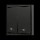 ZENNIO - ZS70. Soft Doppeltaster für 2 Binäreingänge 70x70 mm - Schwarz - Custom Design.