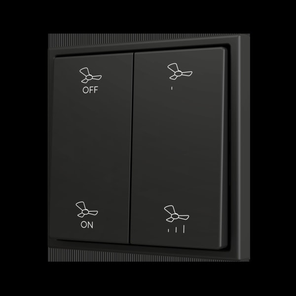 ZENNIO - ZS70. Soft Doppeltaster für 4 Binäreingänge 70x70 mm - Schwarz - Custom Design.