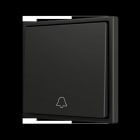 ZENNIO - ZS70. Soft Einfachtaster für 1 Binäreingang 70x70 mm - Klingel-Symbol - Schwarz