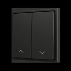 ZENNIO - ZS70. Soft Doppeltaster für 2 Binäreingänge 70x70 mm - Jalousie-Symbol - Schwarz