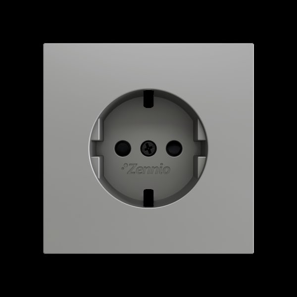ZENNIO - ZS70. Schuko-Steckdosenabdeckung ohne Schrauben 70x70 mm - Silber