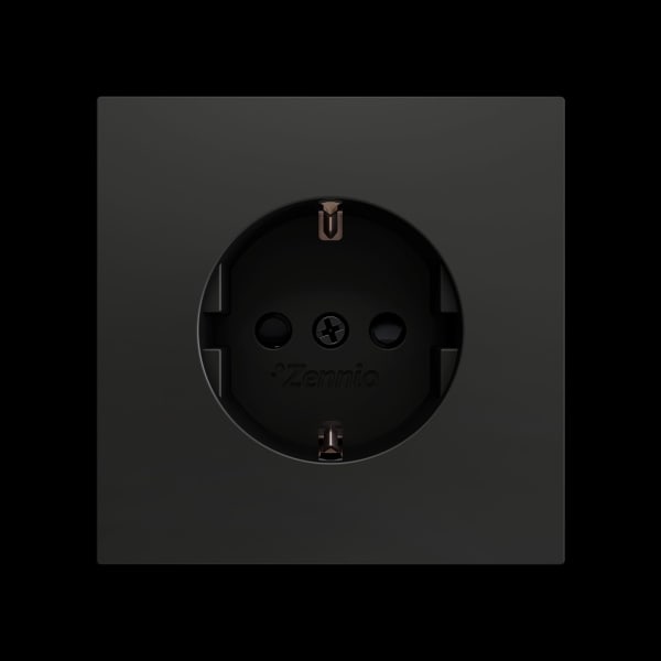 ZENNIO - ZS70. Schuko-Steckdosenabdeckung mit Schrauben 70x70 mm - Schwarz