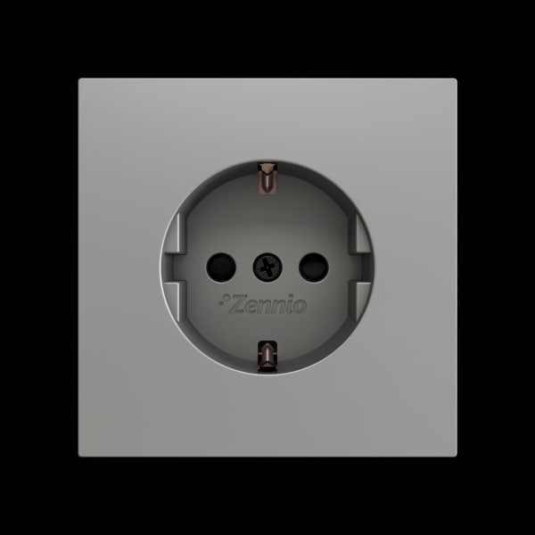 ZENNIO - ZS70. Schuko-Steckdosenabdeckung mit Schrauben 70x70 mm - Silber
