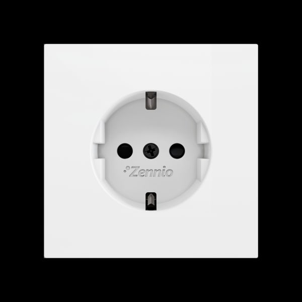 ZENNIO - ZS70. Schuko-Steckdosenabdeckung mit Schrauben 70x70 mm - Mattweiß