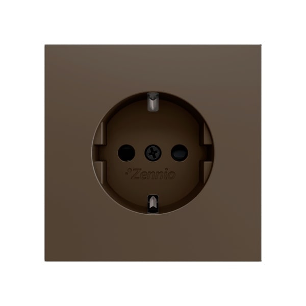 ZENNIO - ZS70. Schuko-Steckdosenabdeckung mit Schrauben 70x70 mm - Mokka