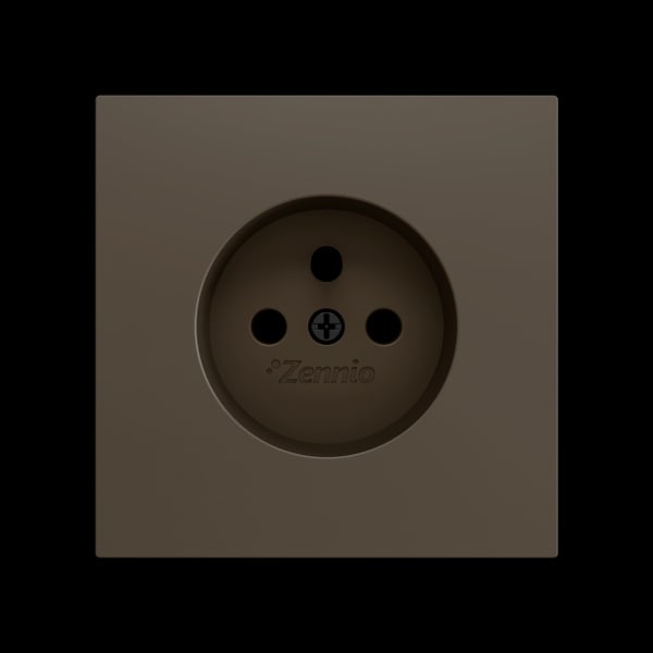 ZENNIO - ZS70. Französische Steckdosenabdeckung ohne Schrauben 70x70 mm - Mokka