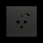 ZENNIO - ZS70. Euro-Amerikanische Steckdosenabdeckung mit USB C 70x70 mm - Schwarz