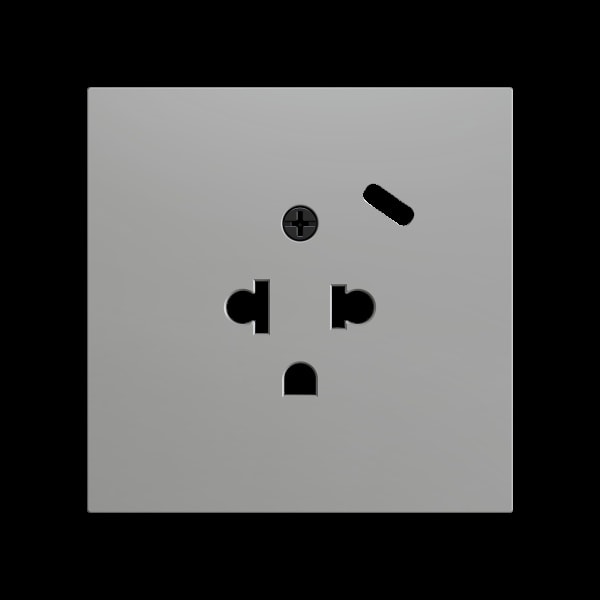ZENNIO - ZS70. Euro-Amerikanische Steckdosenabdeckung mit USB C 70x70 mm - Silber