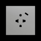 ZENNIO - ZS70. Euro-Amerikanische Steckdosenabdeckung mit USB C 70x70 mm - Silber