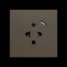 ZENNIO - ZS70. Euro-Amerikanische Steckdosenabdeckung mit USB C 70x70 mm - Mokka