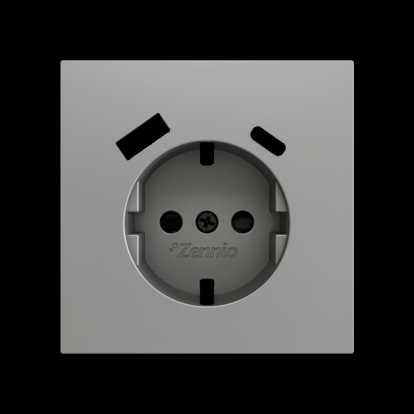 ZENNIO - ZS70. Schuko-Steckdosenabdeckung mit USB C und A 70x70 mm - Silber