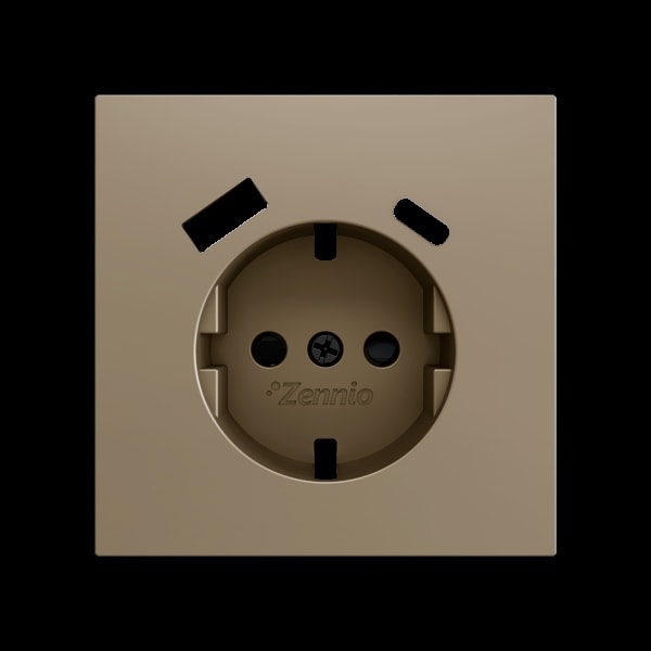 ZENNIO - ZS70. Schuko-Steckdosenabdeckung mit USB C und A 70x70 mm - Champagne