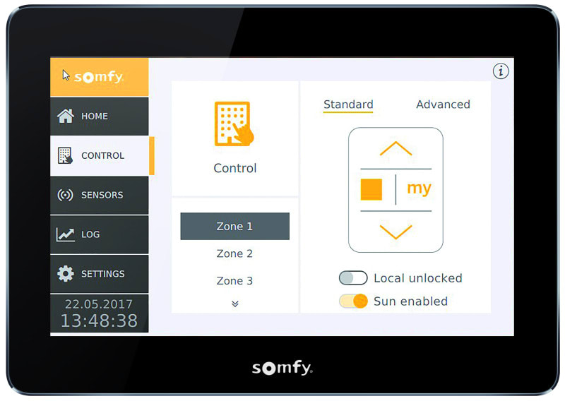 SOMFY - Sonnenschutzzentrale für 8 Zonen - Somfy TouchBuco BACnet